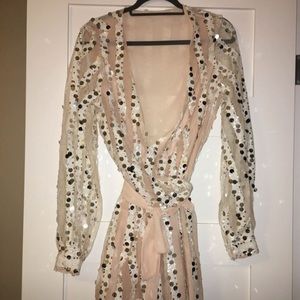 Shellylike V Neck Sequin Wrap Dress, slip required
